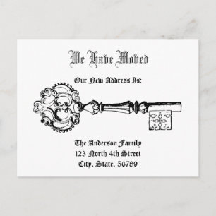 Vintager Viktorianischer Zeitfenster Neue Zuhause Ankündigungspostkarte
