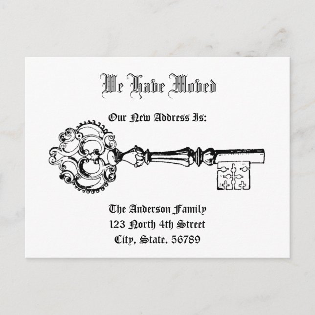 Vintager Viktorianischer Zeitfenster Neue Zuhause Ankündigungspostkarte (Vorderseite)