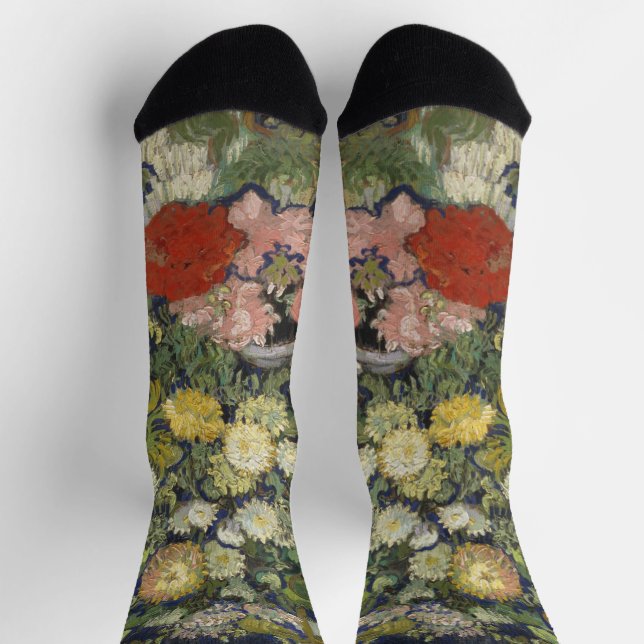 Vintager Vincent Van Gogh Bouquet von Blume Socken (Oben)
