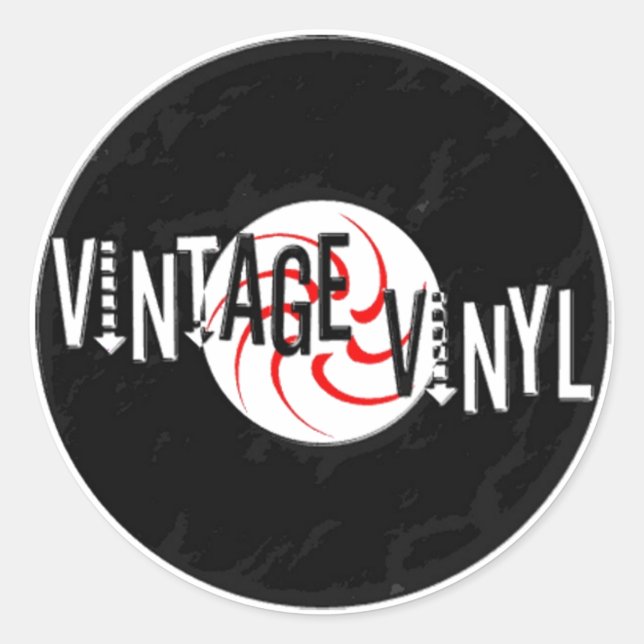 Vintager Vinyl Logo-Aufkleber Runder Aufkleber (Vorderseite)