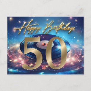 Vintager Vinyl Record Happy 50. Geburtstag Postkarte
