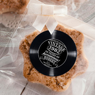 Vintager Vinyl Record Meilenstein auf dem Weg zum Runder Aufkleber