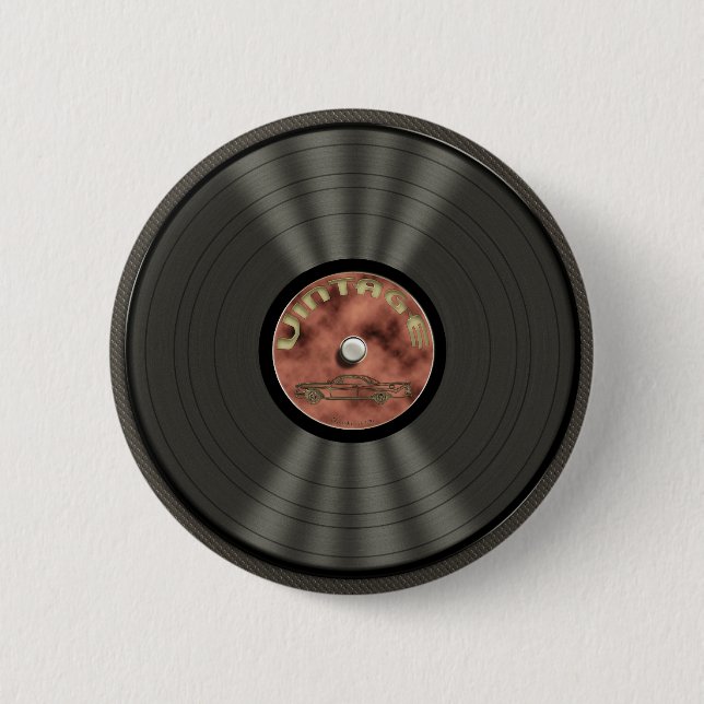 Vintager Vinylaufzeichnungs-Knopf Button (Vorderseite)