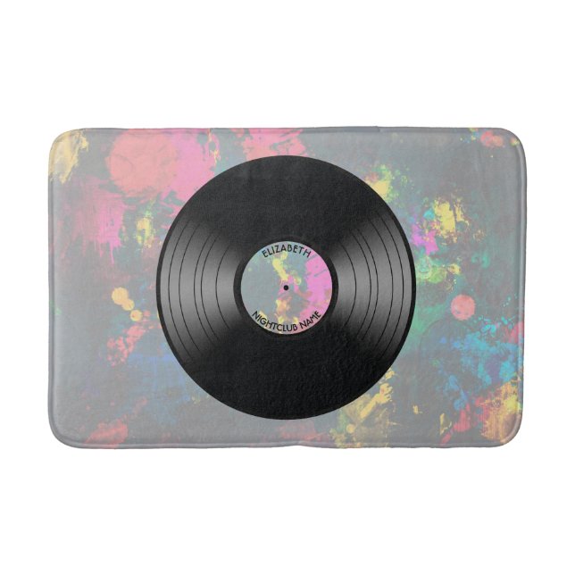 Vintager Vinylmusik-Aufzeichnungs-Nachtklub oder Badematte (Vorderseite)