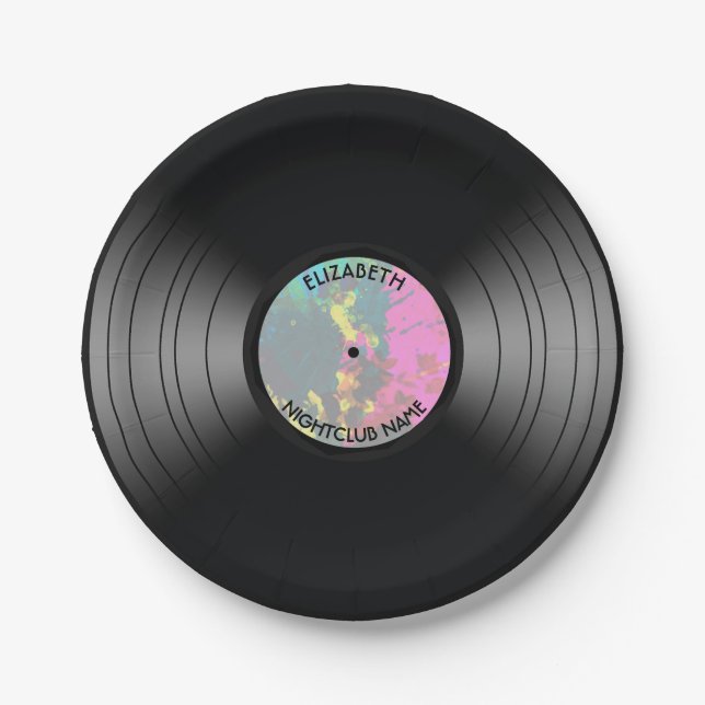 Vintager Vinylmusik-Aufzeichnungs-Nachtklub oder Pappteller (Vorderseite)