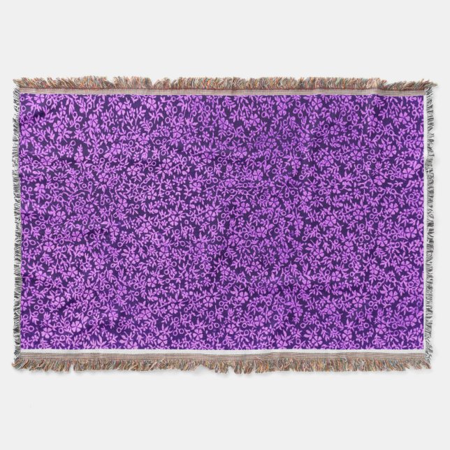 Vintager violetter Amethyst lila mit Blumenafghane Decke (Vorderseite)