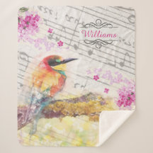 Vintager Vogel auf Baumrosa Blume entmutigen