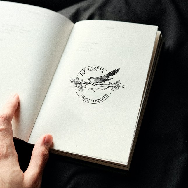 Vintager Vogel auf Branche, Ex Libris Buch Gummistempel (Von Creator hochgeladen)
