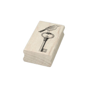Vintager Vogel auf einer Gummistempel