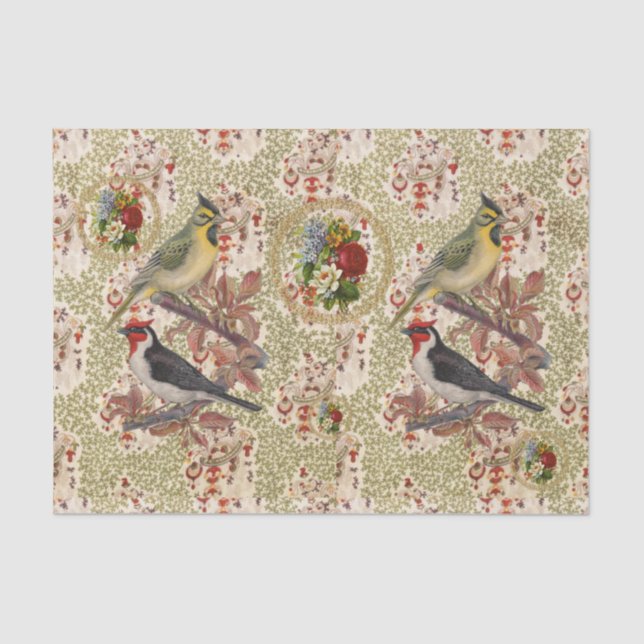 Vintager Vogel aus Gewebepapier Seidenpapier (Vorderseite)