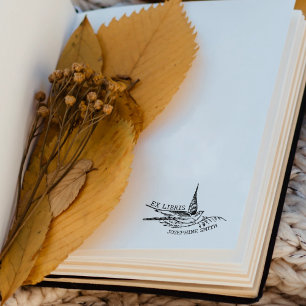 Vintager Vogel, Bibliothek und Libris Gummistempel