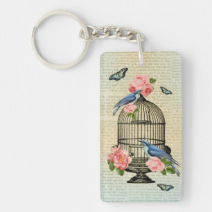Vintager Vogel & Blume Weibchen & Schlüsselanhänge Schlüsselanhänger