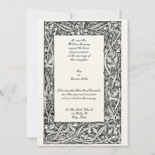 Vintager Vogel-Blumenrahmen im Jugendstil Einladung