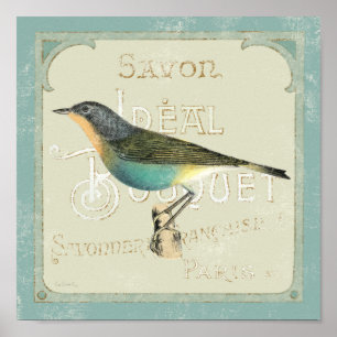 Vintager Vogel gegenüber dem Verlassen Poster
