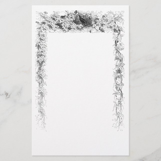 Vintager Vogel in Schwarz-Weiß-Abbildung Briefpapier (Vorderseite)