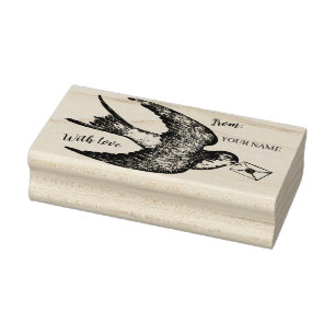 Vintager Vogel mit Letter-Briefmarke Gummistempel
