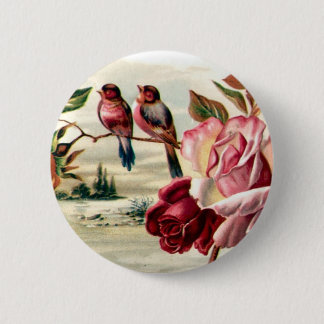 Vintager Vogel-Rosen-Knopf Button