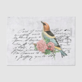 Vintager Vogel und Blume Ephemera Seidenpapier