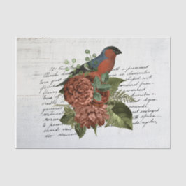 Vintager Vogel und Blume Ephemera Seidenpapier