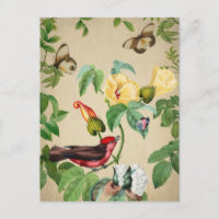 Vintager Vogel und Schmetterlinge