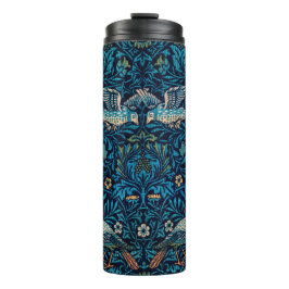 Vintager Vogel William Morris florale Vogelkunst Thermosbecher