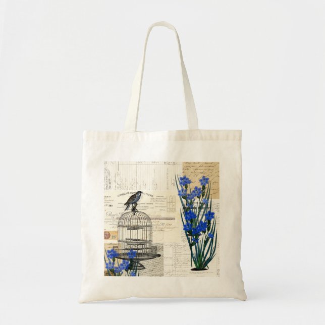 Vintager Vogelbirdcage-blaue Tragetasche (Vorne)