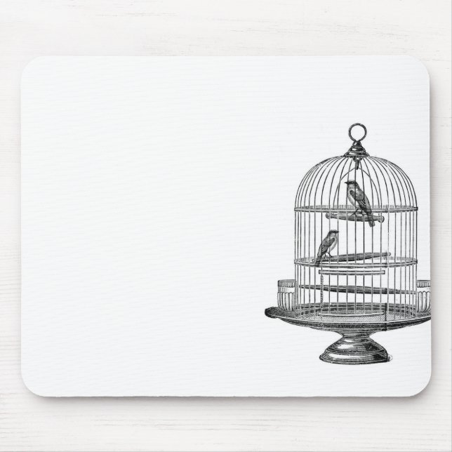 Vintager Vogelkäfig mit Vögeln...Mousepad Mousepad (Vorne)