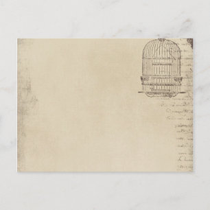 Vintager Vogelkäfig Postkarte