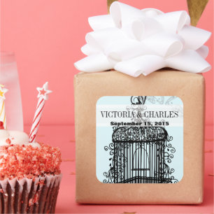 Vintager Vogelkäfig Quadratischer Aufkleber