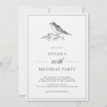 Vintager Vogelschwarz und Weiß 60. Geburtstag
