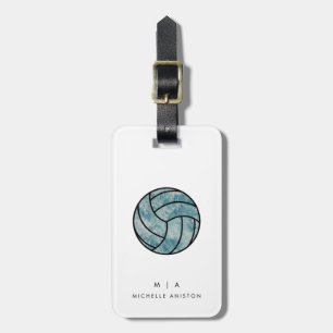 Vintager Volleyball-Sommer Monogramm Custom Gepäckanhänger