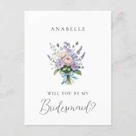 Vintager Vorschlag von Lavender Bouquet Bridesmaid Postkarte