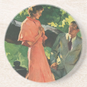 Vintager Vorschlag, wirst du mich heiraten? Sandstein Untersetzer
