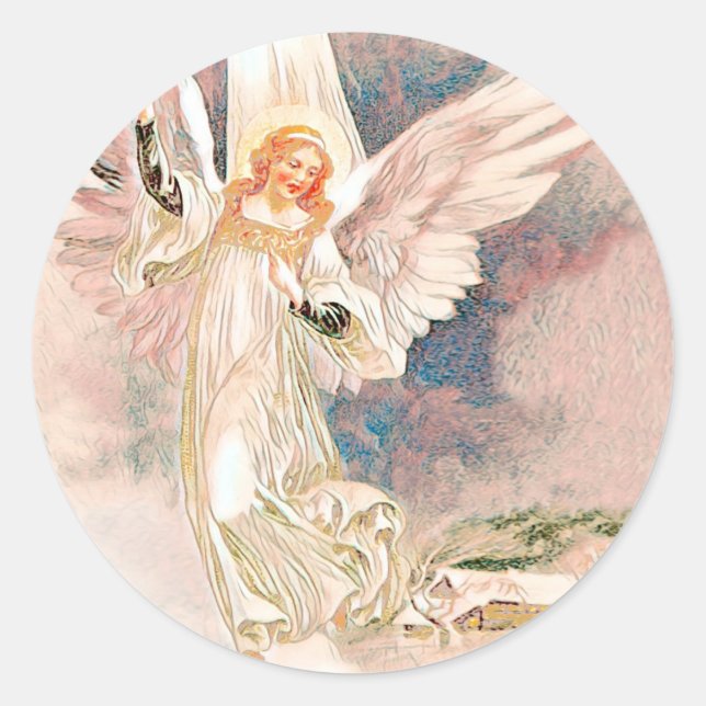 Vintager Wächter Angel Klassischer Rundsticker Runder Aufkleber (Vorderseite)