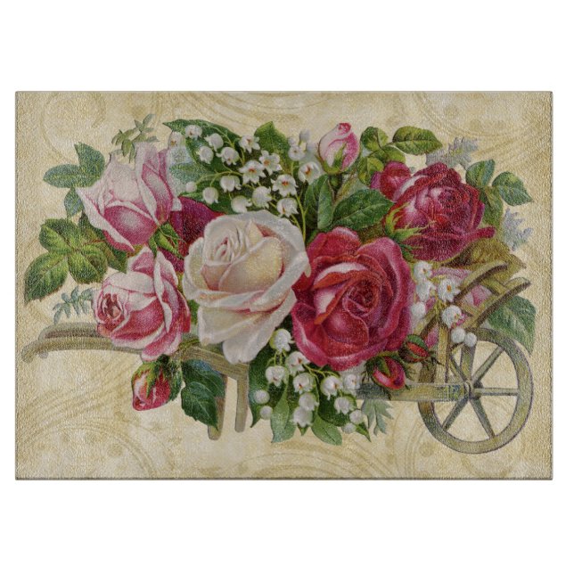 Vintager Wagen der Rosen Schneidebrett (Vorderseite)