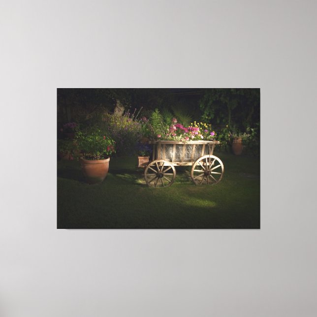 Vintager Wagen mit Blume Leinwanddruck (Vorderseite)