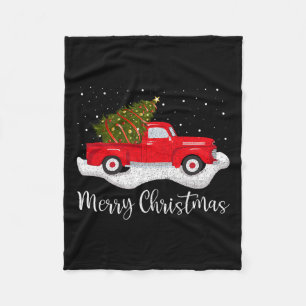 Vintager Wagenweihbaum auf dem Autos Xmas Red Truc Fleecedecke