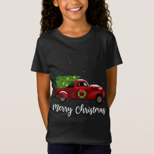 Vintager Wagon Weihnachtsbaum auf Auto Xmas Urlaub T-Shirt