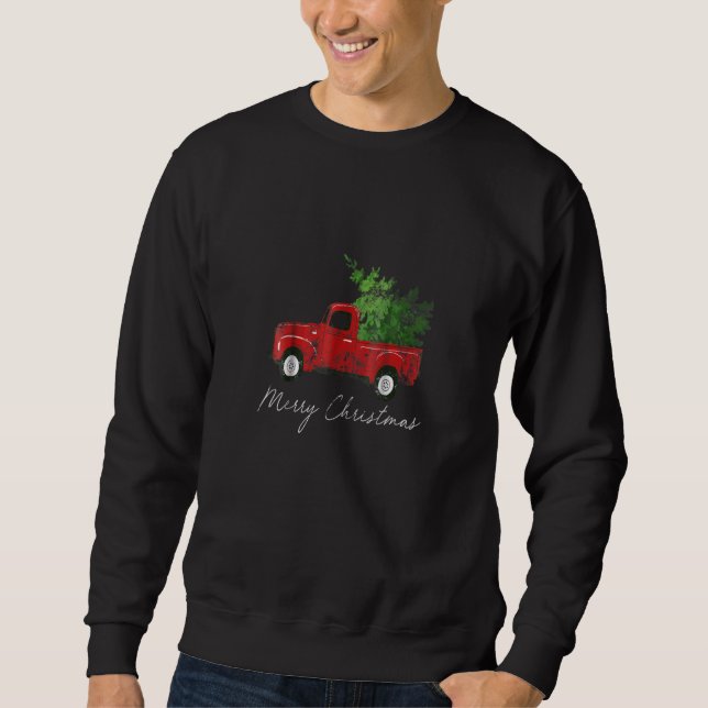 Vintager Wagon Weihnachtsbaum auf Autos Xmas Sweatshirt (Vorderseite)