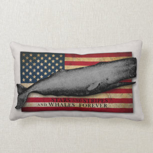 Vintager Wal mit US-Flaggenwalen Forever Pillow Lendenkissen