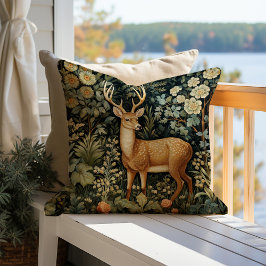 Vintager Wald Hirsch Botanischer Blumengarten Kissen