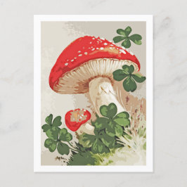 Vintager Wald Pilz Lucky Klee Postkarte