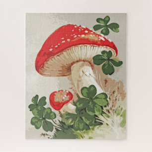 Vintager Wald Pilz Lucky Klee Puzzle