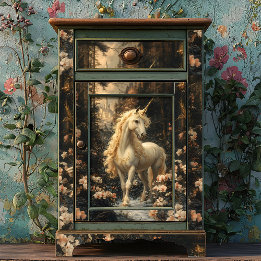 Vintager Wald Unicorn Decoupage Handwerk. Seidenpapier