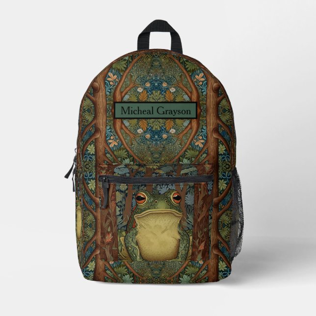 Vintager Waldfrosch Bedruckter Rucksack (Vorderseite)