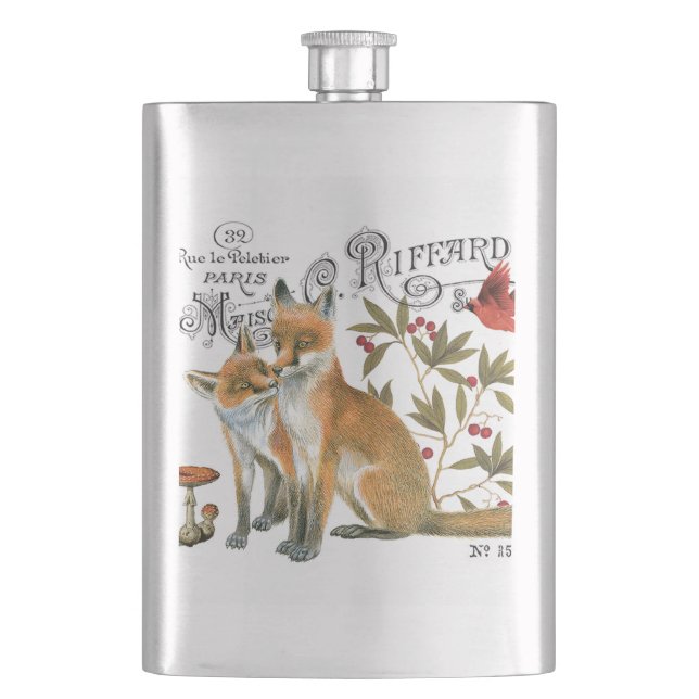 Vintager Waldfuchs Flachmann (Vorderseite)