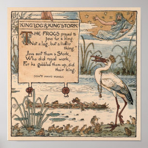 Vintager Walter Crane: King log & King Storch klei Poster