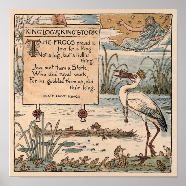 Vintager Walter Crane: King log & King Storch klei Poster (Vorne)