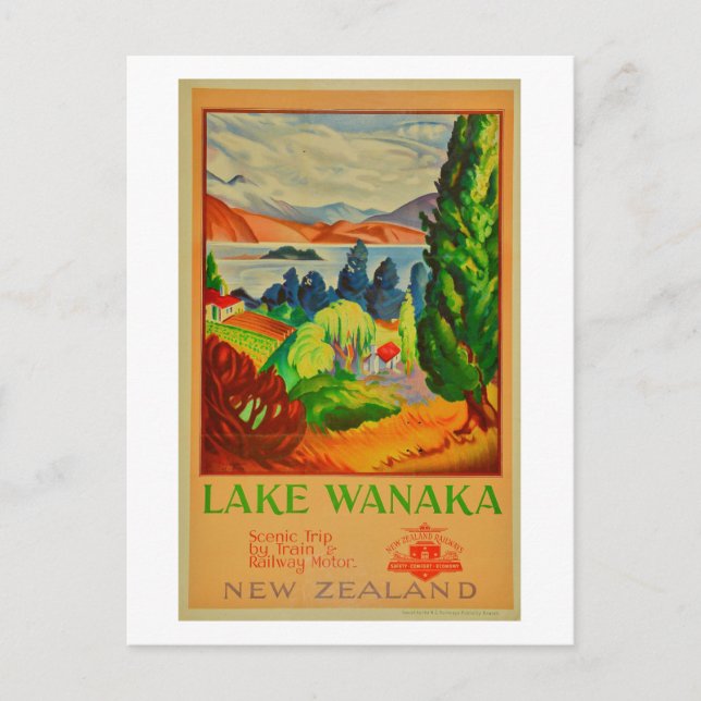 Vintager Wanaka New Zealand Postkarte (Vorderseite)