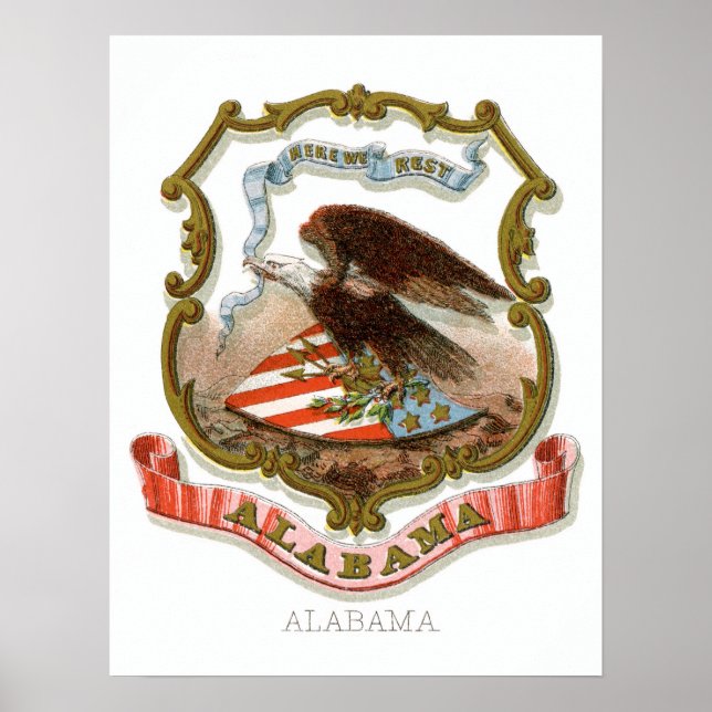 Vintager Wappen-Staat von Alabama Poster (Vorne)